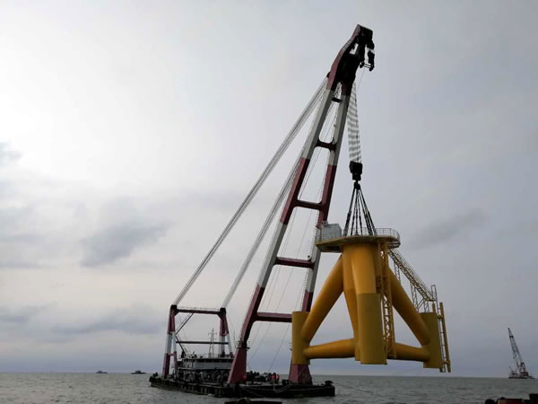我司承建的龙源江苏蒋家沙300mw海上风电项目,截止日前已完成导管架